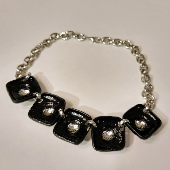 Vintage Enameled 1960s Geometric Necklace 18" long - Picture 5 of 5